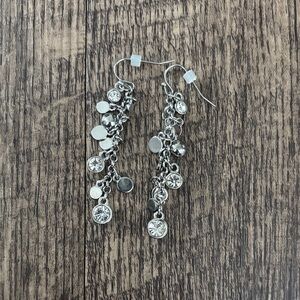 White House Black Market Silver-Tone Crystal Drop Dangle Earrings